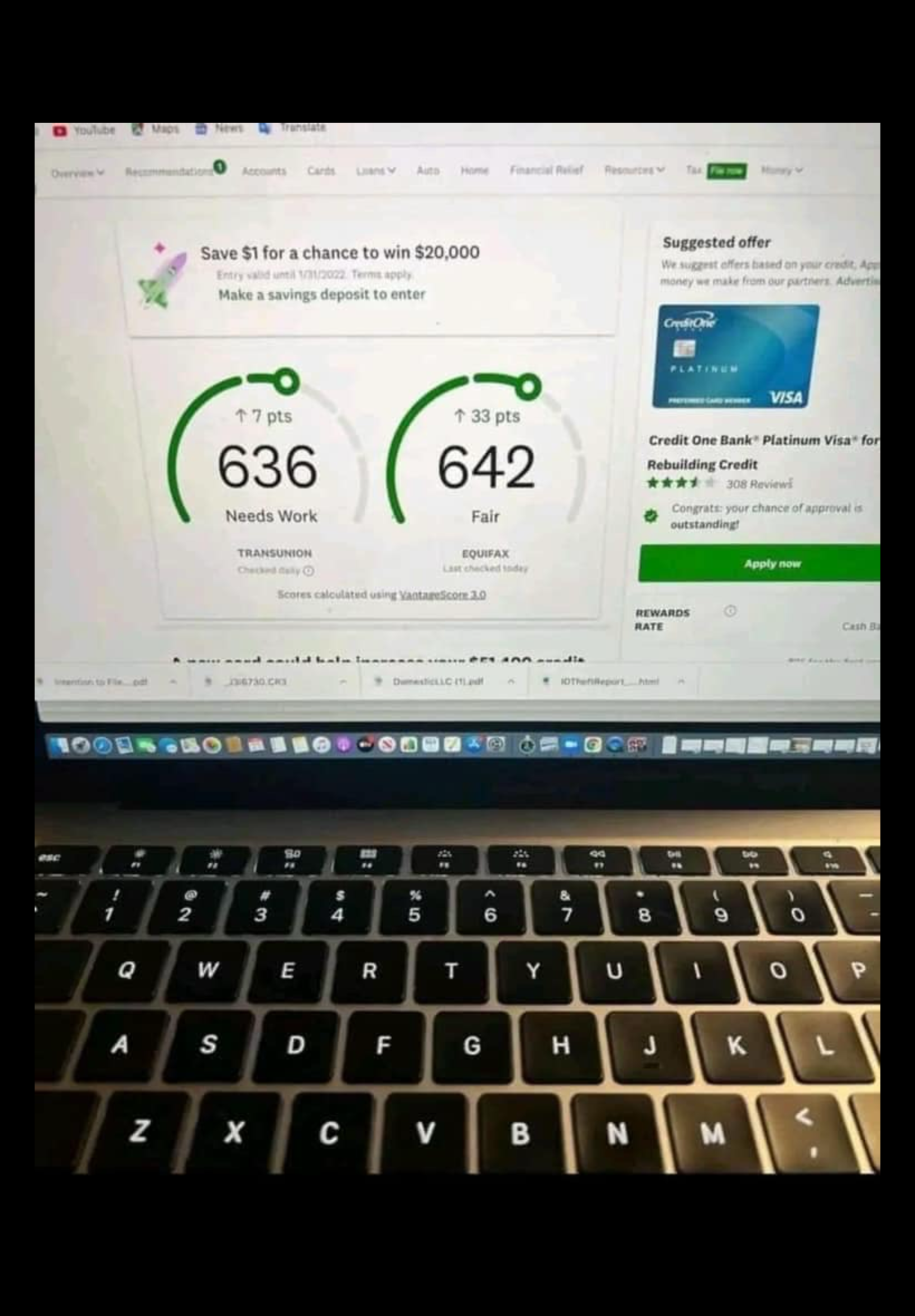 TransUnion 636, Equifax 642